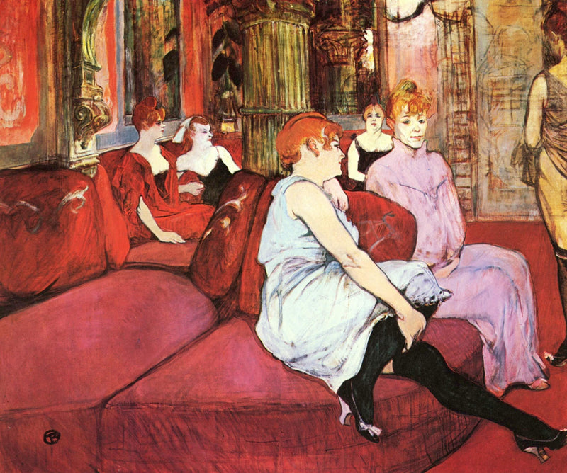 The Salon de la Rue des Moulins by Henri de Toulouse-Lautrec, Oil Painting Reproduction