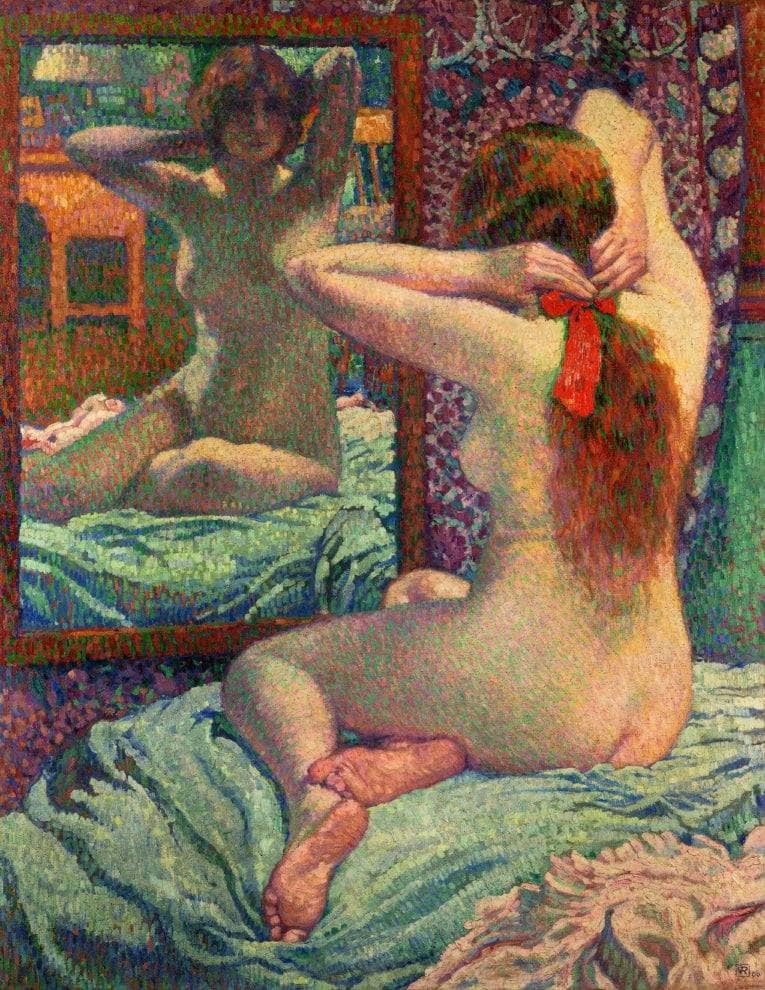The Scarlet Ribbon by Theo van Rysselberghe — Oil Painting Reproduction