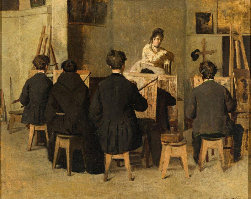 The school of painting by Giacomo Favretto — Oil Painting Reproduction