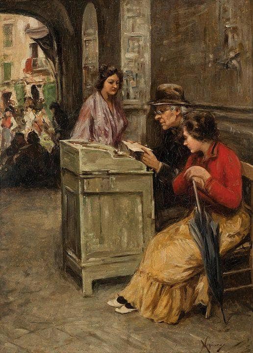 The scribe by Vincenzo Migliaro — Oil Painting Reproduction