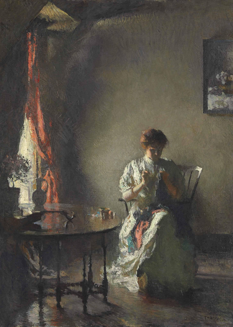 The Seamstress by Frank W. Benson — Oil Painting Reproduction