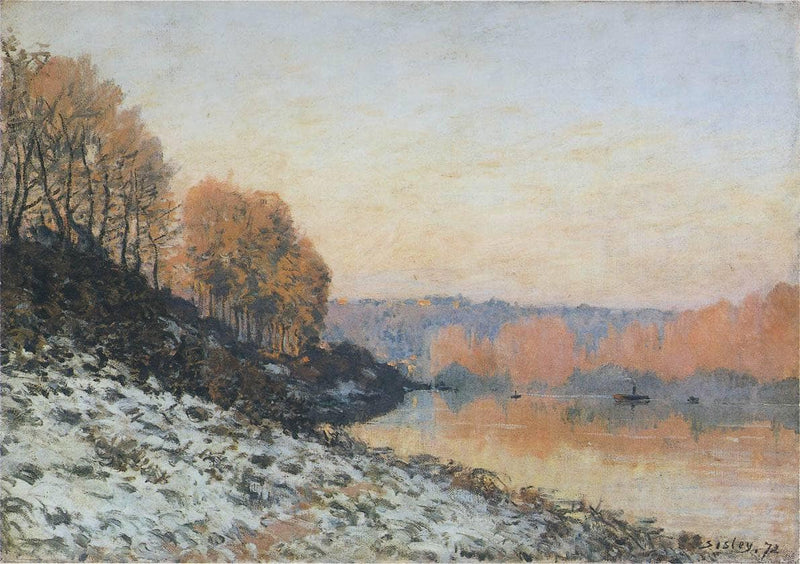 The Seine at Bougival in Winter by Alfred Sisley — Oil Painting Reproduction