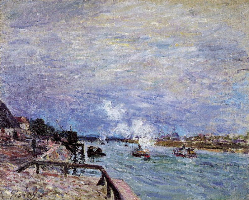 The Seine at Grenelle Rainy Wether by Alfred Sisley — Oil Painting Reproduction