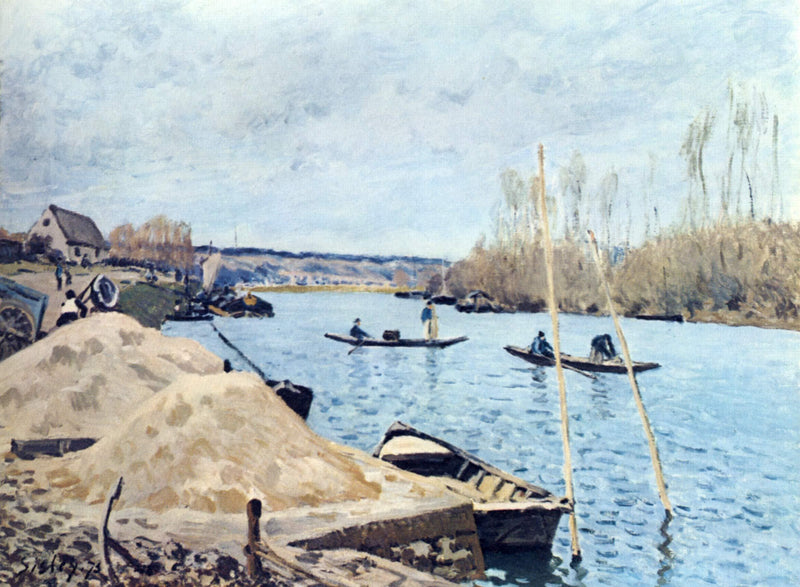 The Seine at Port Marly sand piles by Alfred Sisley — Oil Painting Reproduction