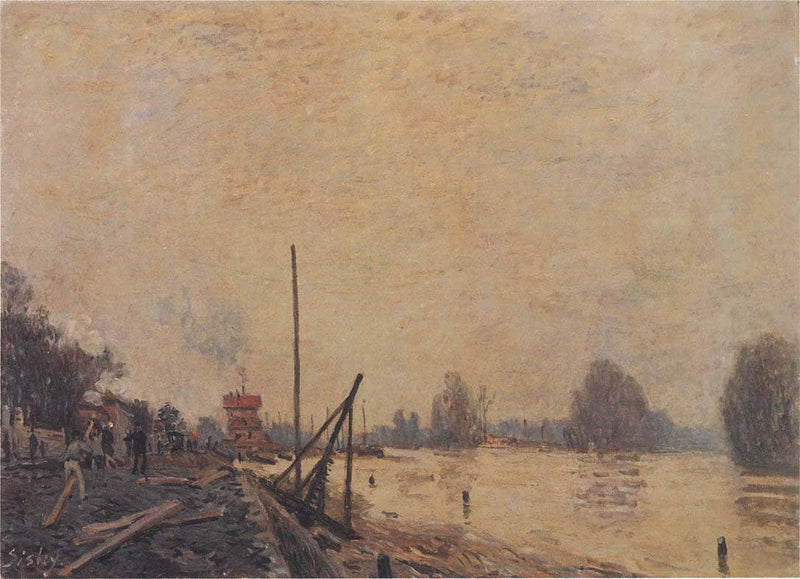 The Seine at Suresnes by Alfred Sisley — Oil Painting Reproduction