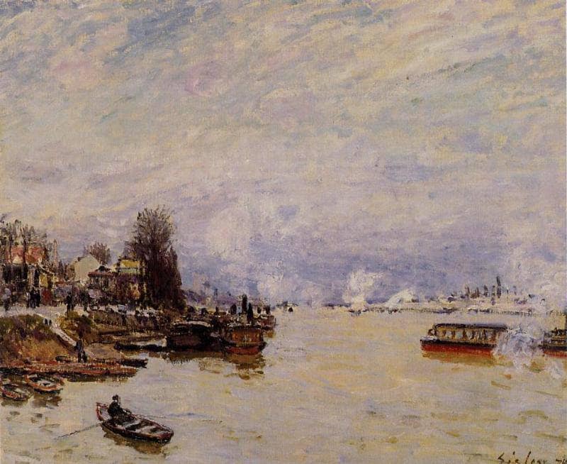 The Seine, View from the Quay de Pont du Jour by Alfred Sisley — Oil Painting Reproduction