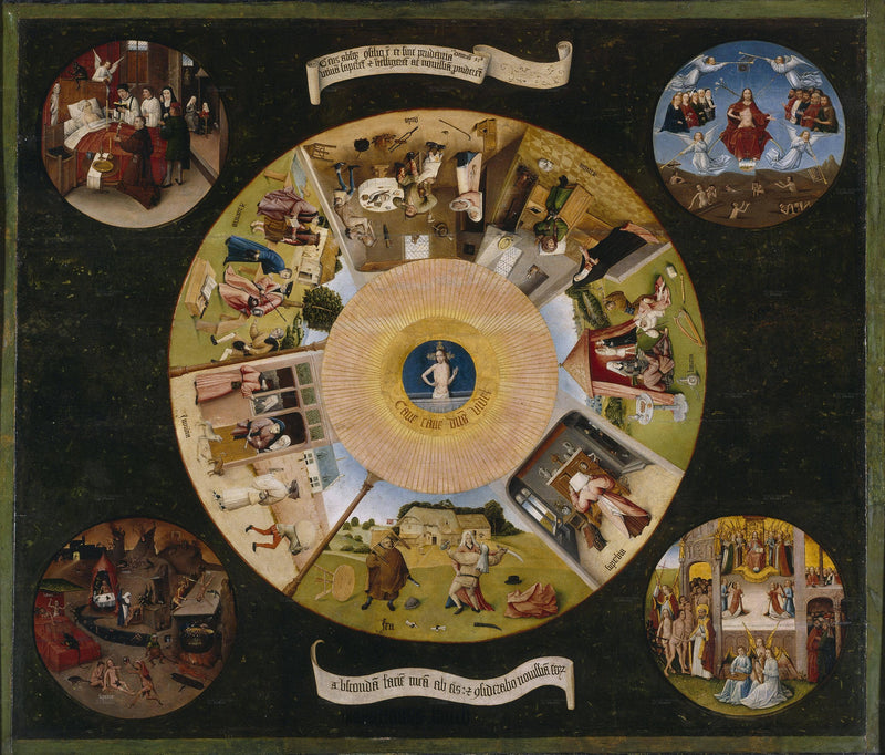 The Seven Deadly Sins and the Four Last Things (tabletop) by Hieronymus Bosch — Oil Painting Reproduction