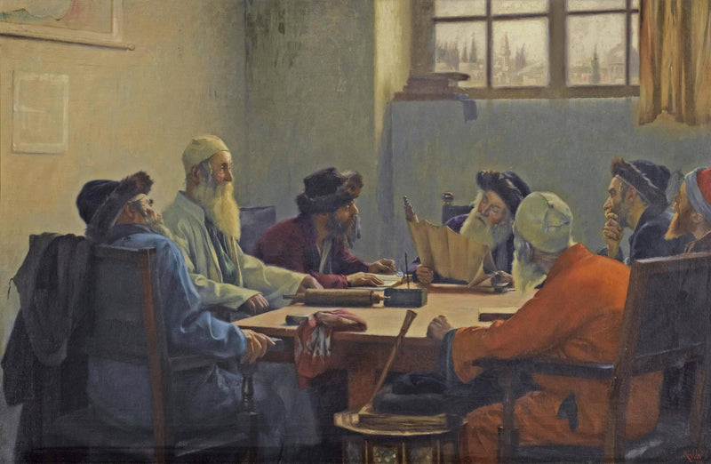 The Seven Rabbis in Jerusalem by Théodore Ralli — Oil Painting Reproduction