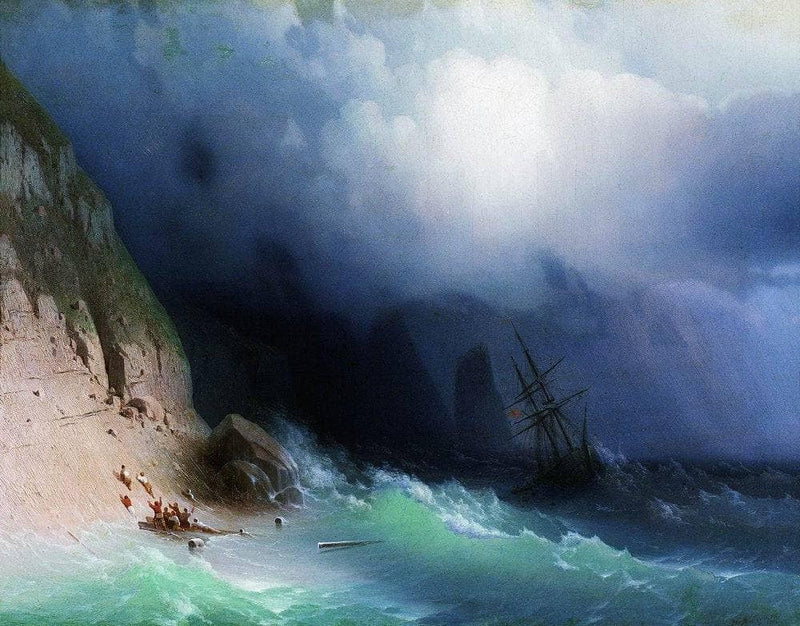 The Shipwreck near rocks by Ivan Aivazovsky — Oil Painting Reproduction