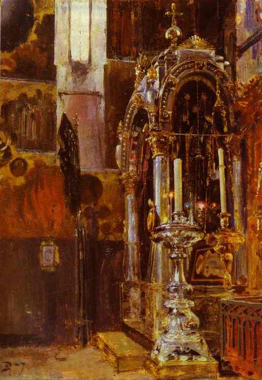 The Shrine of the Metropolitan Iona in the Uspensky Cathedral by Vasily Polenov — Oil Painting Reproduction