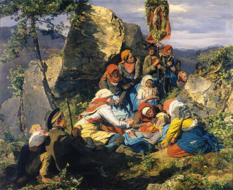 The sick pilgrim by Ferdinand Georg Waldmüller — Oil Painting Reproduction