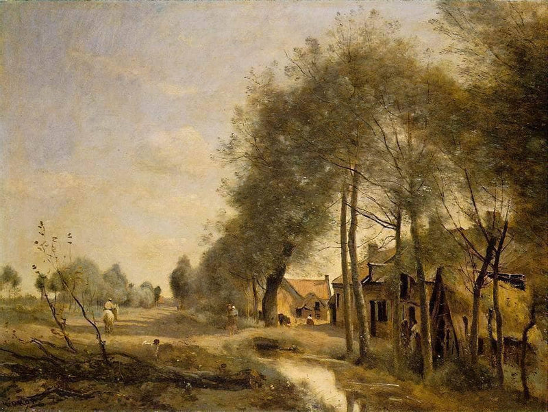 The Sin le Noble Road near Douai by Camille Corot — Oil Painting Reproduction