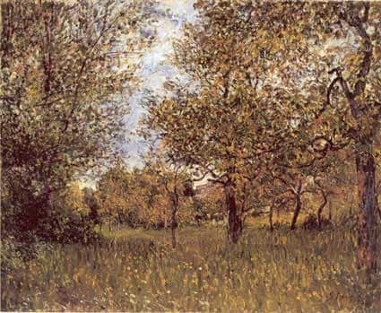 The Small Meadow at By by Alfred Sisley — Oil Painting Reproduction