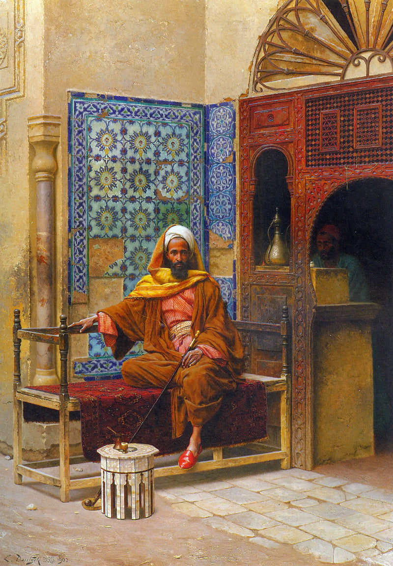 The Smoker by Ludwig Deutsch — Oil Painting Reproduction