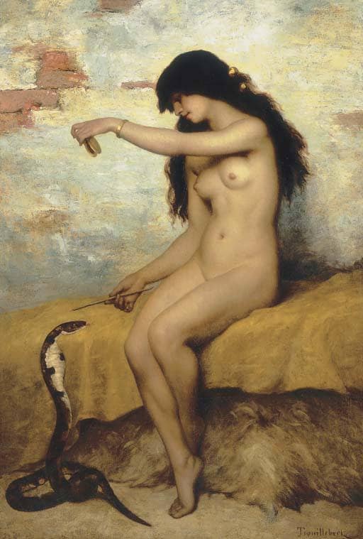 The snake charmer by Paul Trouillebert — Oil Painting Reproduction