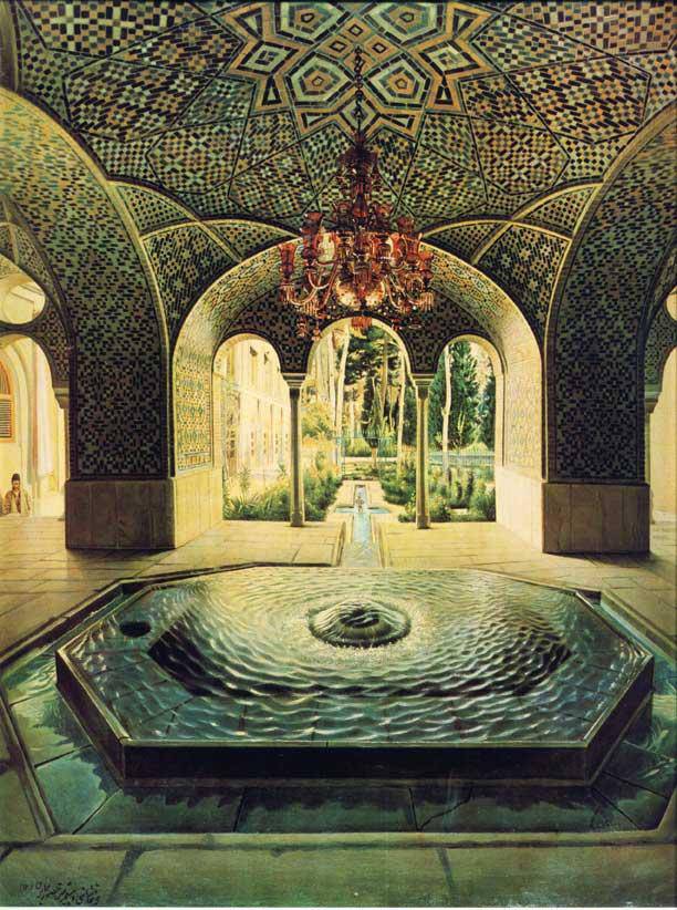 The spring hall of Golestan Palace by Kamal-ol-Molk — Oil Painting Reproduction