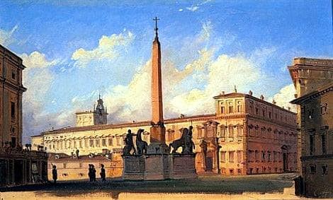The square of Monte Cavallo (Now called ''Piazza del Quirinale'') by Ippolito Caffi — Oil Painting Reproduction