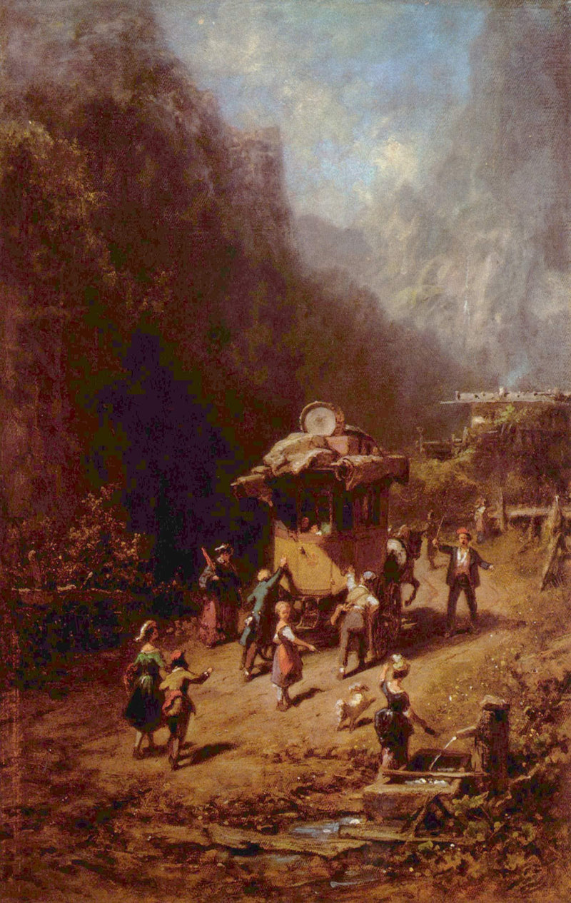 The stagecoach by Carl Spitzweg — Oil Painting Reproduction