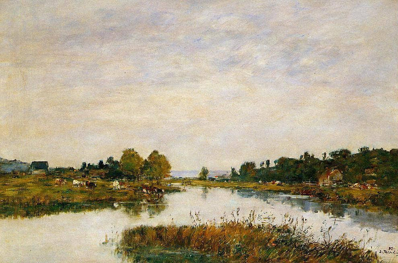 The Still River at Deauville by Eugene Boudin — Oil Painting Reproduction