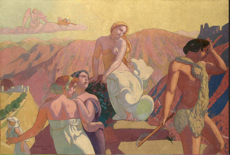 The Story of Psyche: panel 6. Psyche's Kin Bid Her Farewell on a Mountain Top by Maurice Denis — Oil Painting Reproduction