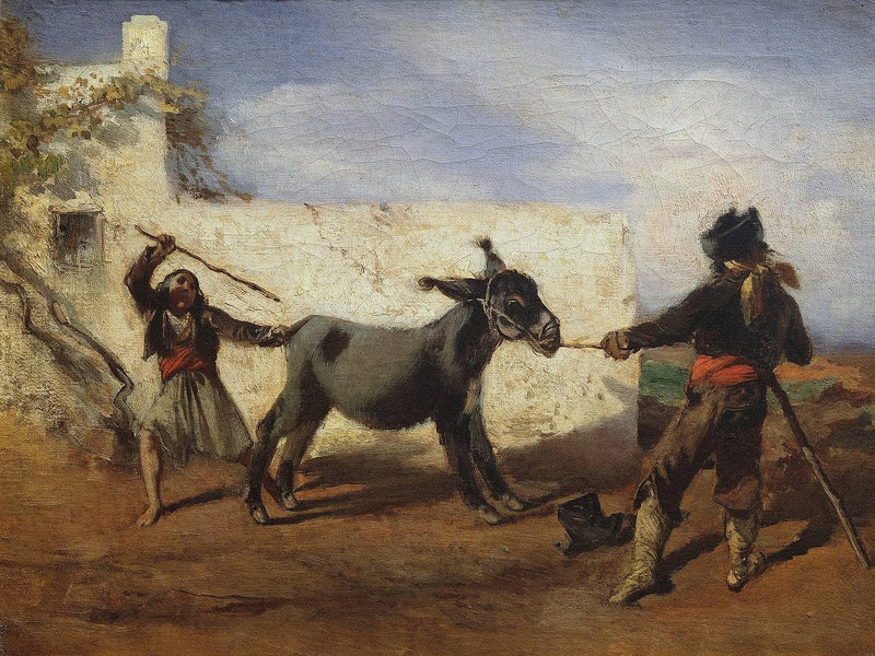 The stubborn donkey by Anton Romako — Oil Painting Reproduction
