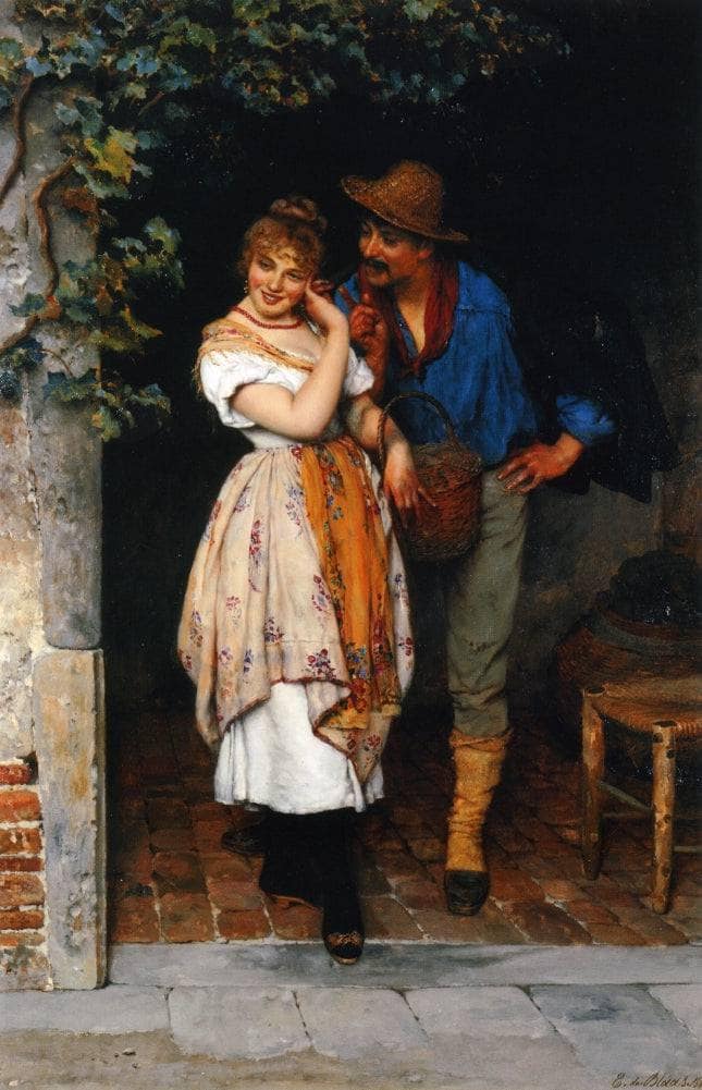 The Suitor by Eugene de Blaas — Oil Painting Reproduction
