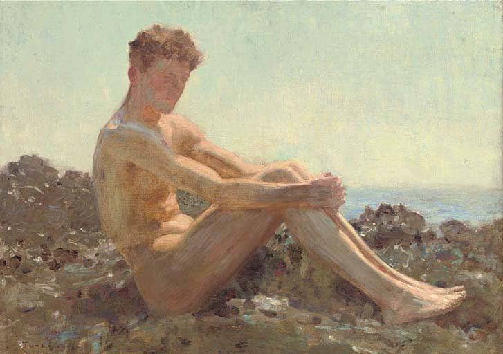 The Sun-bather by Henry Scott Tuke — Oil Painting Reproduction