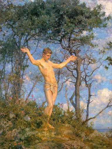 The Sun Worshipper (in the Morning Sun) by Henry Scott Tuke — Oil Painting Reproduction
