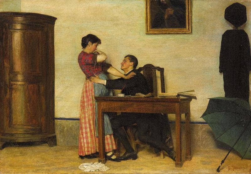 The temptation by Giacomo Favretto — Oil Painting Reproduction