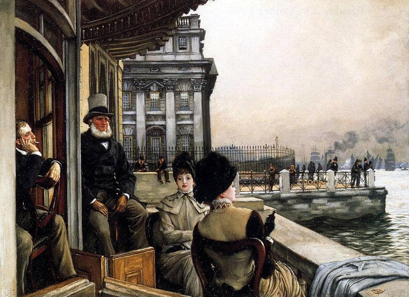 The Terrace of the Trafalgar Tavern, Greenwich, London by James Tissot — Oil Painting Reproduction