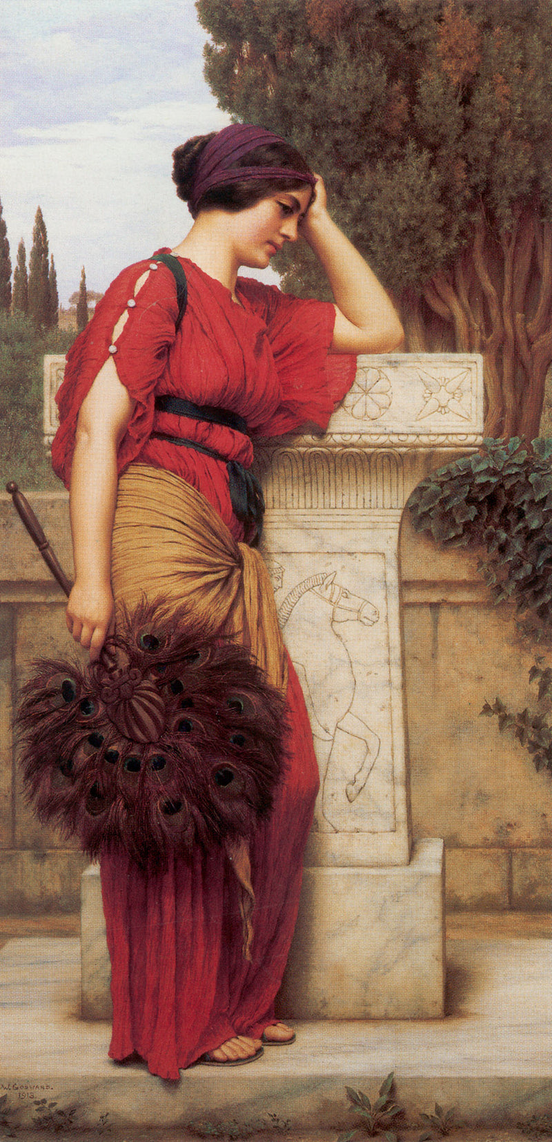 The Thoughtful One by John William Godward, Oil Painting Reproduction