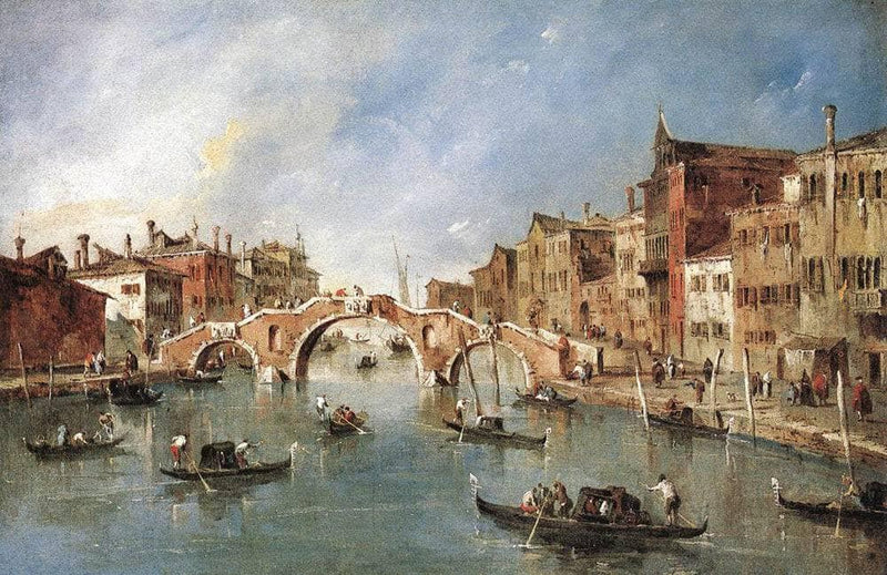 The Three Arched Bridge at Cannaregio by Francesco Guardi — Oil Painting Reproduction