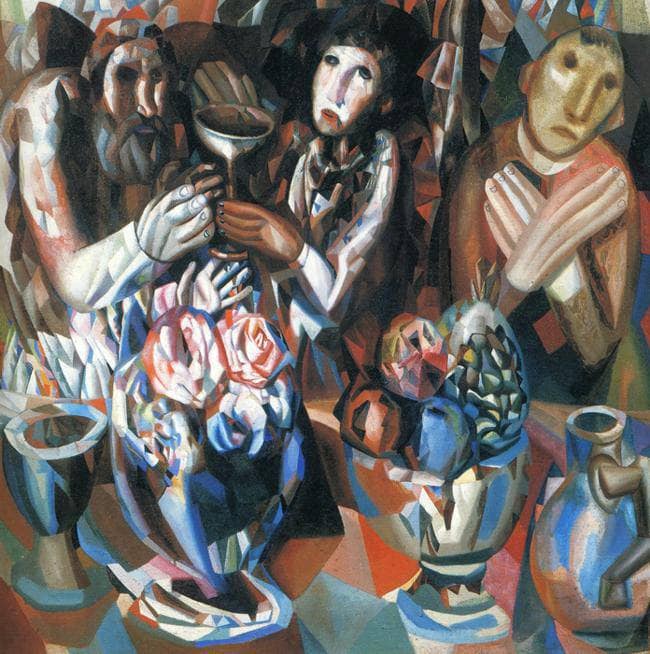 The Three at the Table by Pavel Filonov — Oil Painting Reproduction