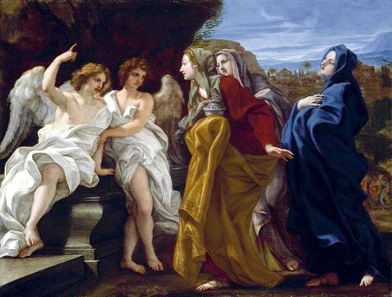 The Three Marys at the Empty Sepulchre by Giovanni Battista Gaulli — Oil Painting Reproduction