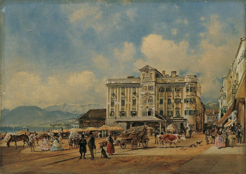 The town hall in Gmunden by Rudolf von Alt — Oil Painting Reproduction