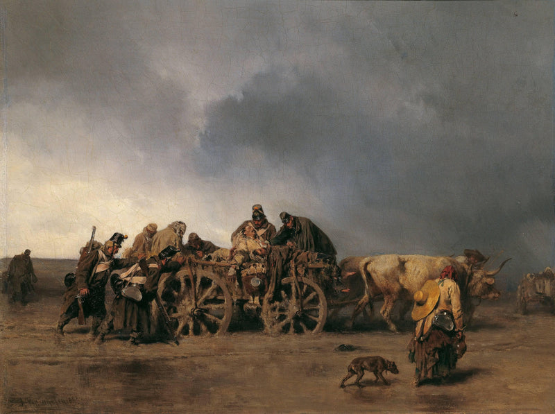 The transport of the wounded I by August von Pettenkofen — Oil Painting Reproduction