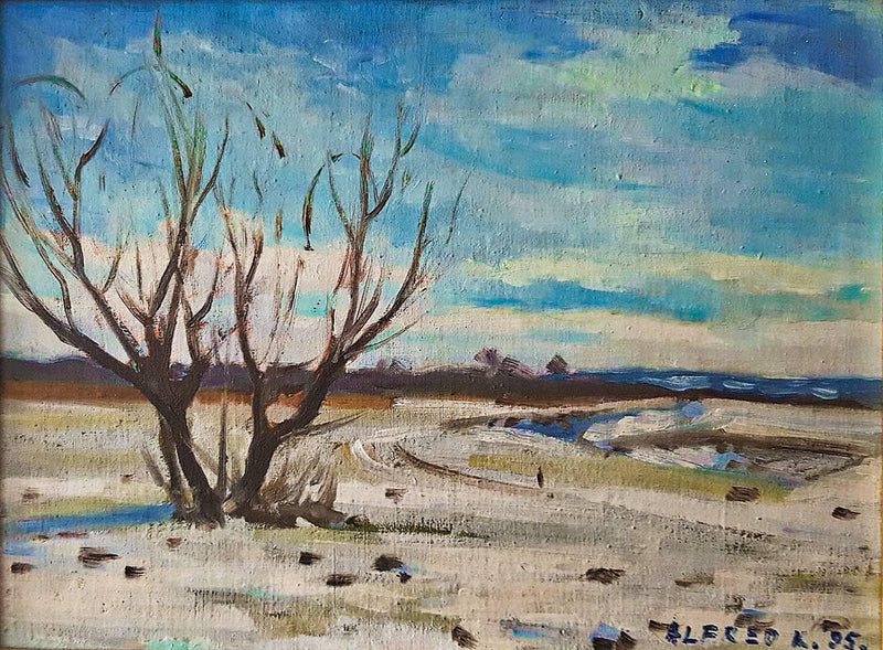 The tree in early spring (The Gaza field in Karlovac) en plein air by Alfred Freddy Krupa — Oil Painting Reproduction