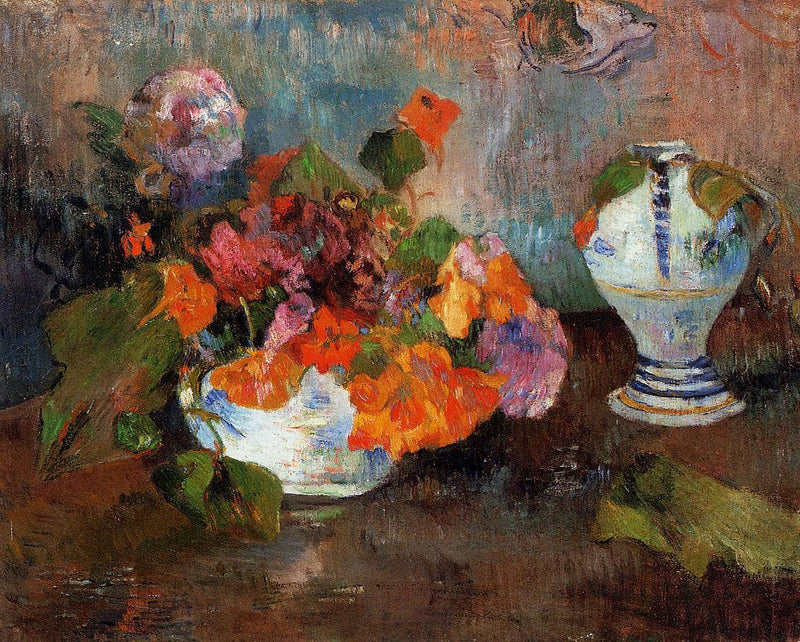 The vase of nasturtiums by Paul Gauguin — Oil Painting Reproduction