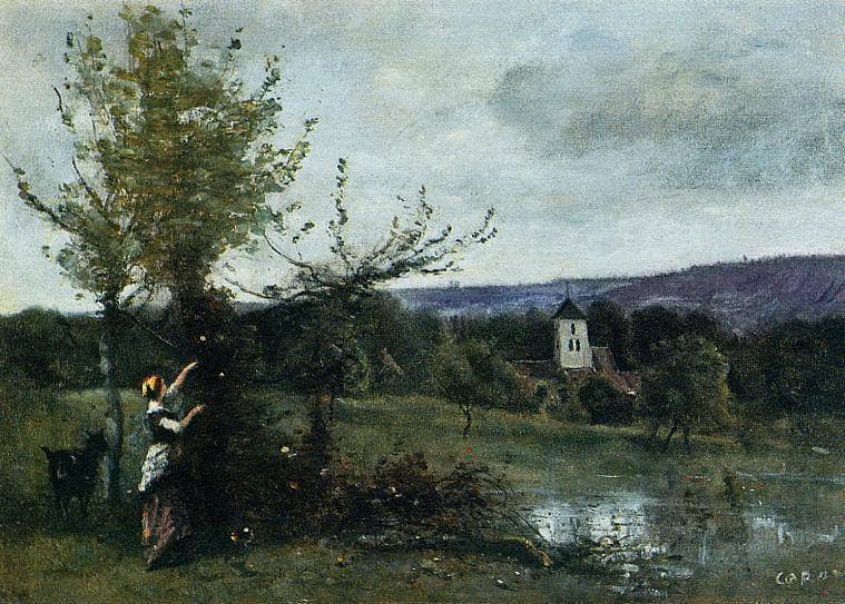 The Verdant Bank by Camille Corot — Oil Painting Reproduction