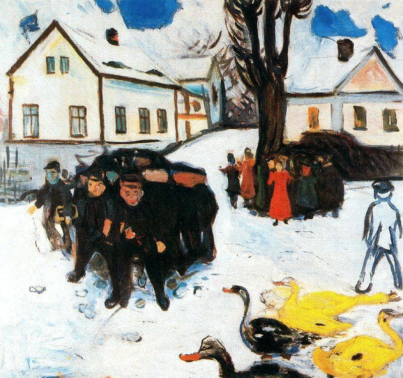 The Village Street by Edvard Munch — Oil Painting Reproduction
