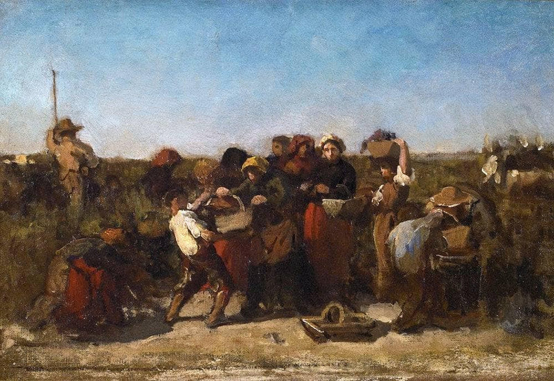 The Vintage at Chateau Lagrange (study) by Jules Breton — Oil Painting Reproduction