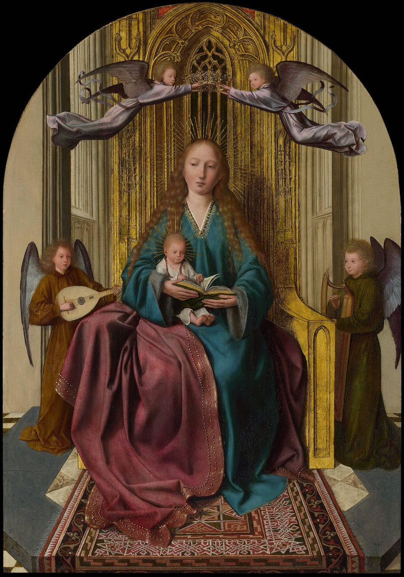 The Virgin and Child Enthroned, with Four Angels by Quentin Matsys — Oil Painting Reproduction