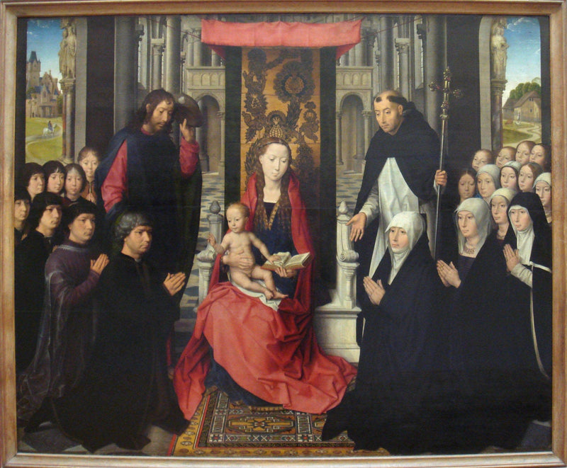 The Virgin and Child with St. James and St. Dominic Presenting the Donors and their Family, known as the Virgin of Jacques Floreins by Hans Memling — Oil Painting Reproduction