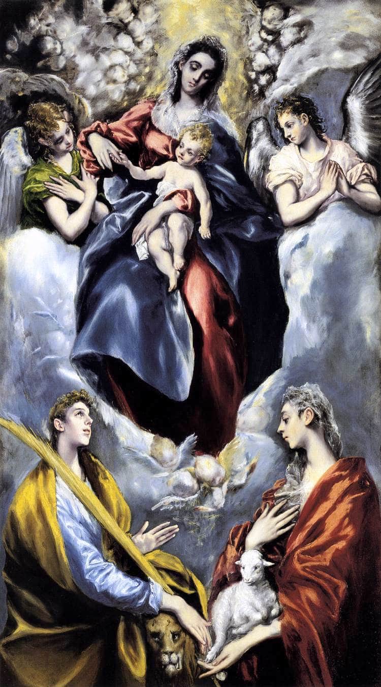 The Virgin and Child with St. Martina and St. Agnes by El Greco — Oil Painting Reproduction