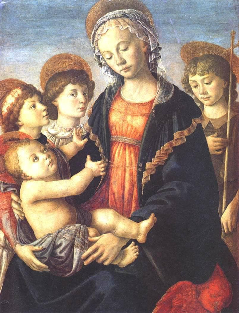 The Virgin and Child with Two Angels and St. John the Baptist by Sandro Botticelli — Oil Painting Reproduction
