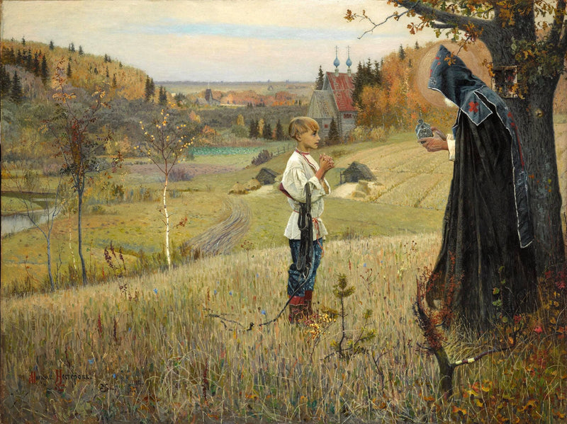 The Vision of the Young Bartholomew by Mikhail Nesterov — Oil Painting Reproduction