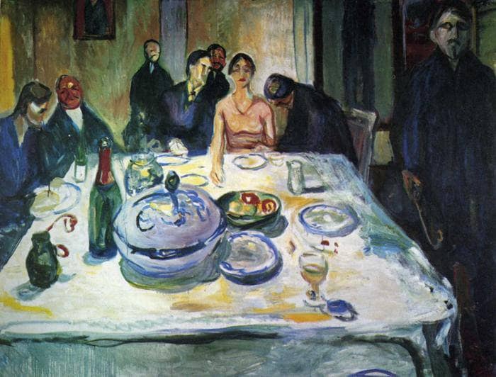 The Wedding of the Bohemian, Munch Seated on the Far Left by Edvard Munch — Oil Painting Reproduction