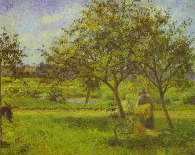 The Wheelbarrow, Orchard by Camille Pissarro — Oil Painting Reproduction