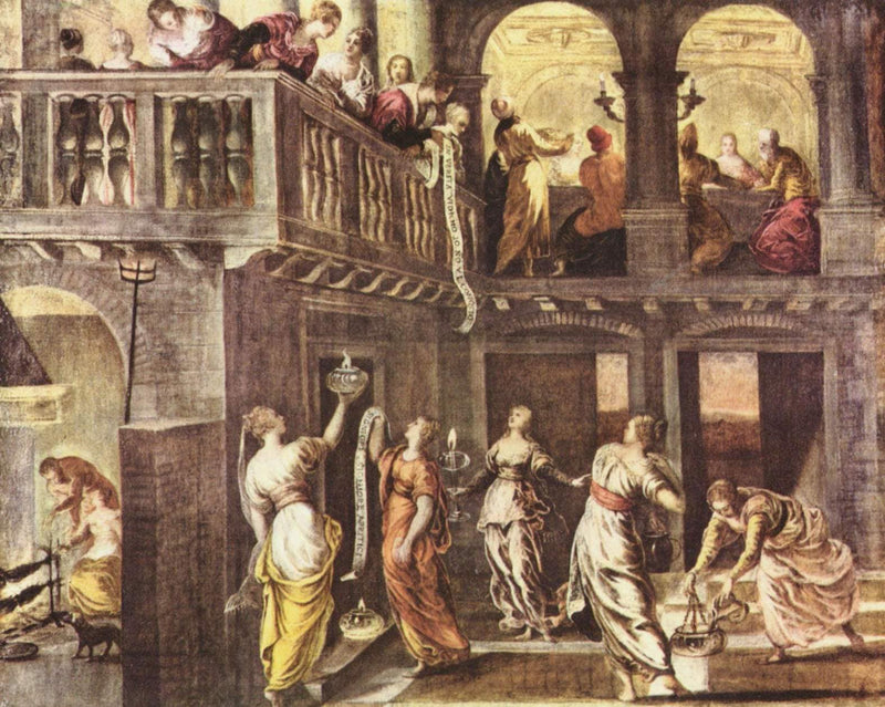 The wise and foolish virgins by Tintoretto — Oil Painting Reproduction