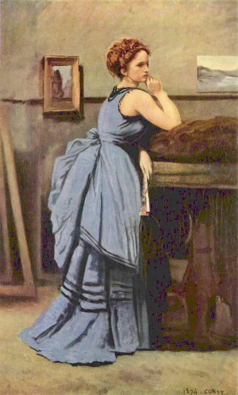 The Woman in Blue by Camille Corot — Oil Painting Reproduction